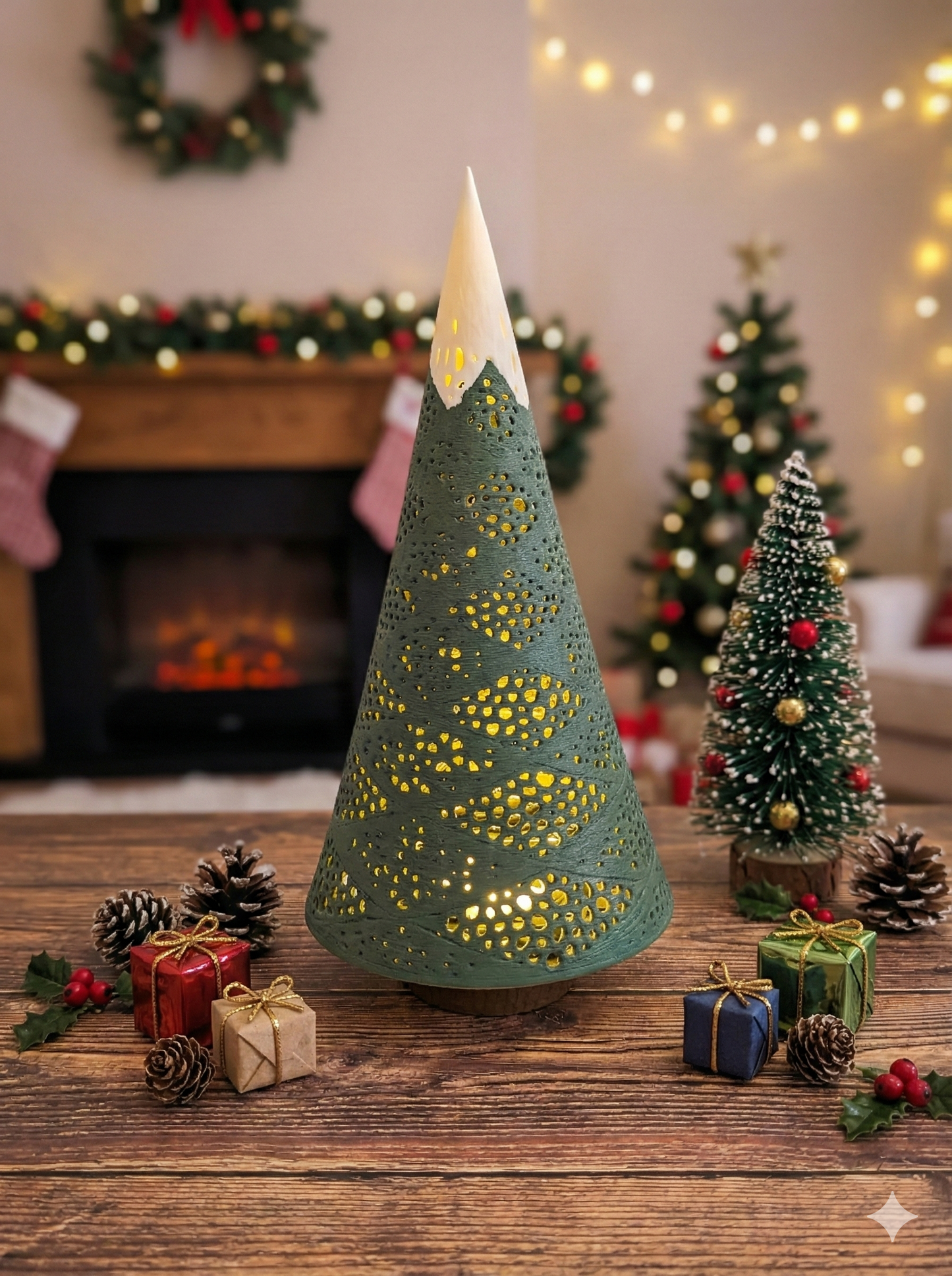 Green and white christmas tree