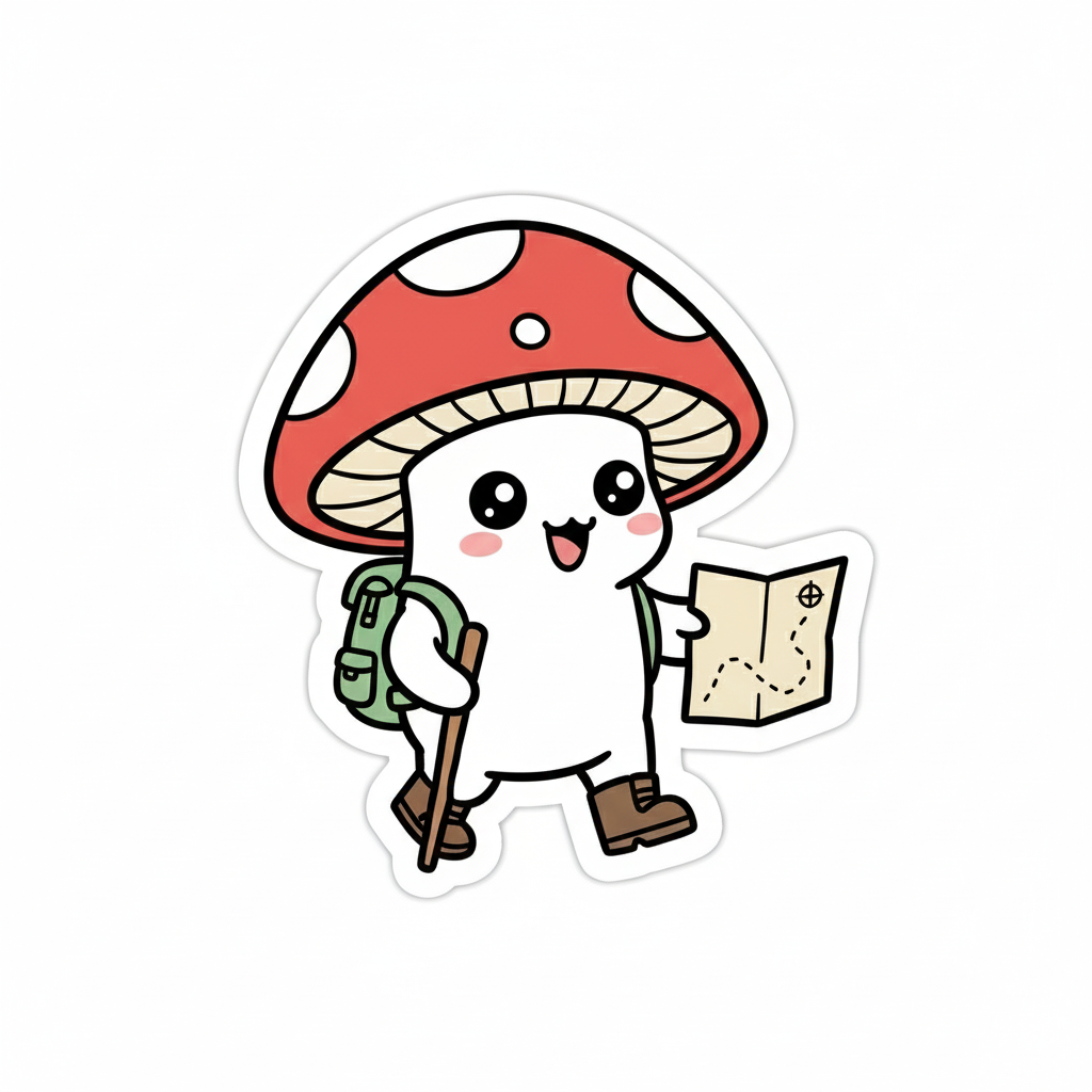 Little Shroom's Big Adventure Sticker Sheet | Cute Mushroom Decals (9-Pack)