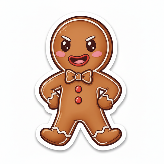Cheery Gingerbread Man Sticker | Cute Holographic Holiday Decal