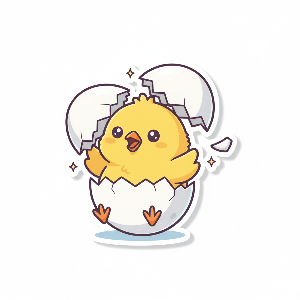 Happy Hatching Chick Sticker | Cute Kawaii Spring Decal