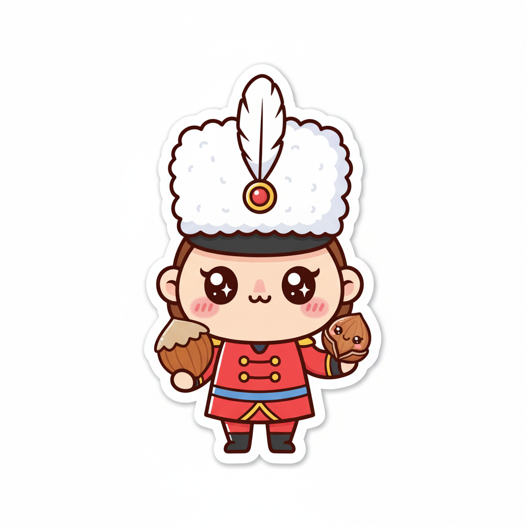 Cute Nutcracker Soldier Sticker | Holographic Holiday Decal