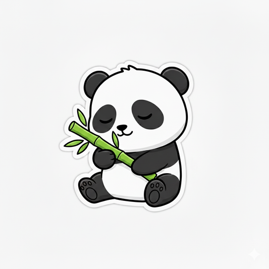 Peaceful Panda with Bamboo Sticker | Cute Kawaii Animal Decal
