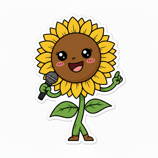 Singing Sunflower Sticker | Cute Kawaii Decal
