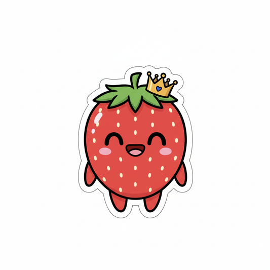 Strawberry Queen/King Sticker | Cute Kawaii Decal